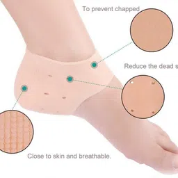 alwafli white and blue Combo Heel Cushion and Heel Socks -Foot Care Gel Silicone Heel Support image 4