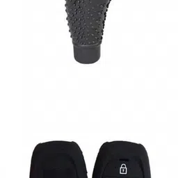h & s designer studio 1 Silicon Key Cover + 1 Oval Anti-Scratch Bump Shift Knob Protective Cover (Black) for Hyundai New Santro 2018 Combo-picture-24