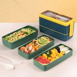 ritesh Box Lunch Box 3In1 Compartment Containers Wheat 3 Containers Lunch Box image 4