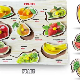 forsikha Montessori Process Board Fruits Wooden Puzzle with Knob Educational Learning Toy image 2