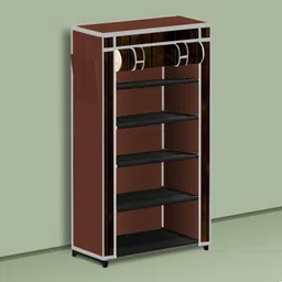 imperial fur Bedroom – 5 Shelf Foldable Almirah, Portable Clothes Storage Rack for Home Space PP Collapsible Wardrobe image 5