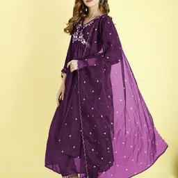 goroly Women Art Silk Kurta Pant Dupatta Set image 2