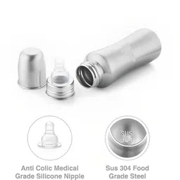 smily kid Stainless Steel Baby Feeding Bottle (240 ML) (ML Marking) - Stainless Steel image 5
