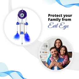 reiki crystal products Feng Shui Hanging Evil Eye Wind Chime For Home Office Decoration Pack Of 1 Metal Iron Windchime image 2