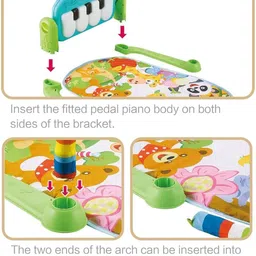 luxen Baby Play Mat, Musical Piano Activity Gym, Rainbow Arch with Hanging Toys image 4
