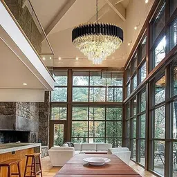 msm crystal Black Gold polish metal 520mm chandelier hanging ceiling pendant jhoomer Chandelier Ceiling Lamp image 4