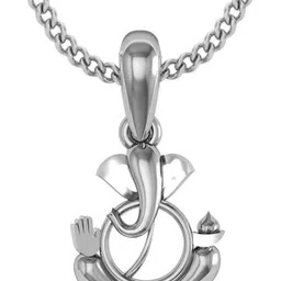 avsar Stone Ganpati Gajanan Shape Pendant GOD2WBN 14kt White Gold Pendant image 2