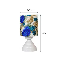 foziq Wave White & Blue Fabric Shade Night Lamp With Metal Base image 3