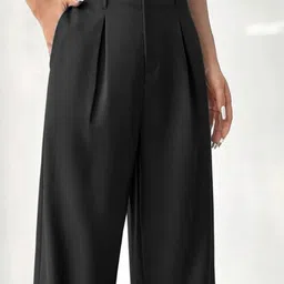 dimpy garments Women Regular Fit Black Polyester Trousers image 4