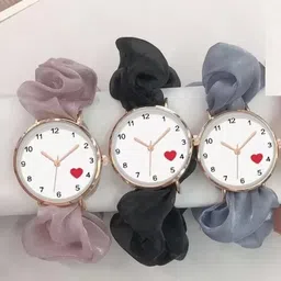 cuzwave Korean style Fashion watch Analog Watch - For Girls 3 Scrunchies Watch With Classic and Unique Scrunchies Strap-picture-19