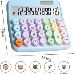 jmc Big Round Button Calculator,Easy to Press,for School Office Business Home Calculator 12 Digit Extra Large 5-Inch LCD Display Financial Calculator image 4
