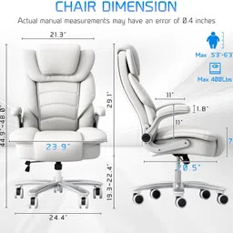 techseat ® 2 Years of Warranty | High Back | Ergonomic | Home & Office Leatherette Office Adjustable Arm Chair image 4
