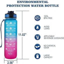 comtoss GYM Motivation Water Bottle Sports Time Maker Leakage Prouf 1000 ml Bottle image 3