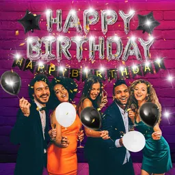 r g accessories Black silver Happy birthday decoration combo pack 60pcs for birthday decoration image 3