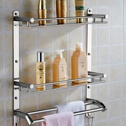 well set by Multi use Rack Bathroom Shelf/Kitchen Shelf/Bathroom Accessories Silver Towel Holder-picture-21