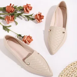 shoetopia Women Comfortable/Casual Wear/Trendy/ Cream Flat Ballerinas For Women & Girls Bellies Sandal-picture-37