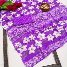 anand sarees Floral Print Daily Wear Georgette Saree image 2