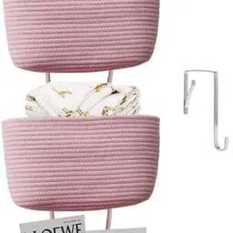 dyarchy Cotton hanging storage basket (pink) Storage Basket-picture-12