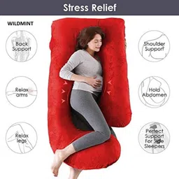 amcaton ultra soft j shaped pillow Polyester Fibre, Microfibre Solid Pregnancy Pillow Pack of 1 image 2