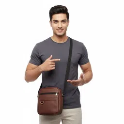 khajanchand Men Brown Messenger Bag image 3