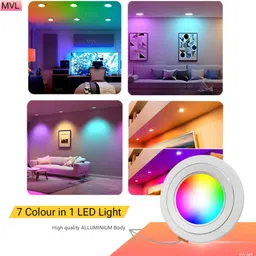mvl 9W 7-in-1 Round LED Conceal Panel Down Light Colour Changing Light (Red/Blue/Pink/Green/Yellow/Sky-blue/White, Pack of 6) Ceiling Light Ceiling Lamp image 4