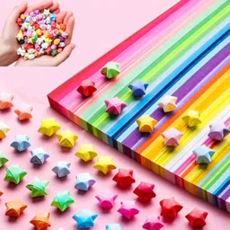 elqorax Origami Stars Paper | 1030 Sheets | 27 Colors | Double-Sided Craft Paper Silhouette Paper Sheet image 1