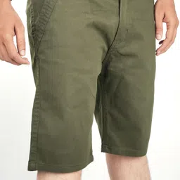 pryan fashion Solid Men Dark Green Cargo Shorts image 4
