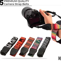 KRAPTICK Wolven Pattern Canvas Camera Neck Shoulder Strap Belt Compatible with All DSLR/SLR (Pack Of 5- All Colors) Strap image 2