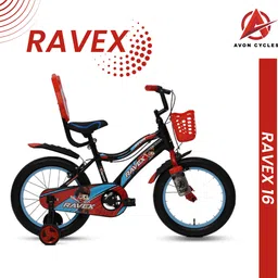 RAVEX KIDS CYCLE BLACK RED WITH TRAINING WHEEL & FRONT BASKET 16 T (inch) Utility Bike-image-49