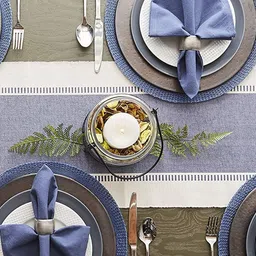 crazyweaves White, Blue 182 cm Reversible Table Runner image 5