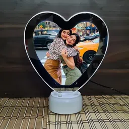 aadityastore 1. Heart Shape Magic LED Photo Lamp | Customized 3D Night Light for Gift & Décor 7.4 inch Photo Frame image 1
