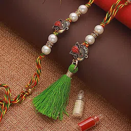 Jazz and Sizzle Lord Ganesha Bhaiya Bhabhi Tasselled Rakhi With Roli & Chawal-picture-45