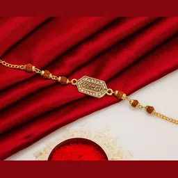 aadita Gold Toned & Brown Rudraksh Beaded Handmade Rakhi-picture-40