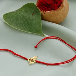 GIVA 925 Sterling Silver Gold Plated Om Rakhi with Roli Chawal-picture-48