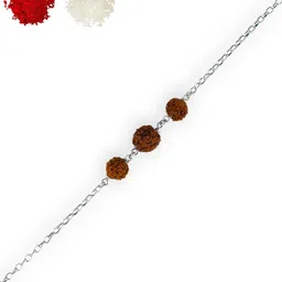 Taraash 925 Sterling Silver Rudraksha Bracelet Rakhi With Roli chawal & Greeting Card image 3