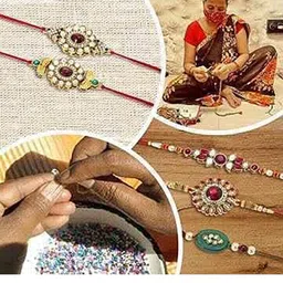 I Jewels Men Red Threaded & Designer Pearl Rakhi image 2