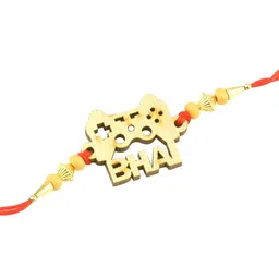 Silver Shine Gold-Toned Rakhi With Greeting Card image 4