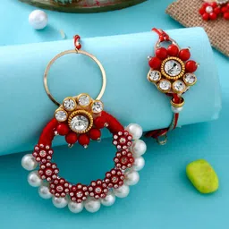 Aapno Rajasthan Set Of 2 Pearl Beaded Bhaiya Bhabhi Rakhi-picture-12