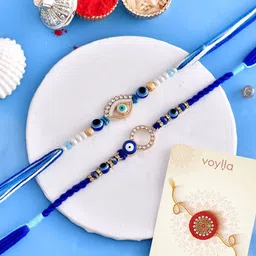 Voylla Men Set Of 2 Evil Eye Charms Thread Rakhis image 1