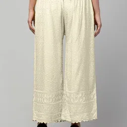 unifystyle Women Straight Fit Cream Viscose Rayon Trousers image 2