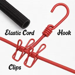 morixo Drying Rope with Hooks Elastic for Cloth Drying with 12 Clips Cloth(Pack of 1) Plastic Shirt Hanger For Shirt image 5
