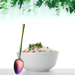 kitchantique Korean Style Table Spoons | Flatware for Dinner,Party,Camping | Rainbow Stainless Steel Cutlery Set image 4