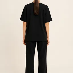 my swag Women Top & Pyjama Set Black Solid image 3