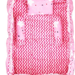 trend fusion Pink 3 Pillows & Square shape Cotton Baby Bed for 0-6 Month BB18 Baby bedding set Stars image 2