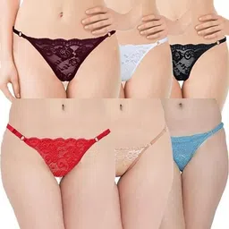 Pack of 6 Women Thong Multicolor Panty-image-1