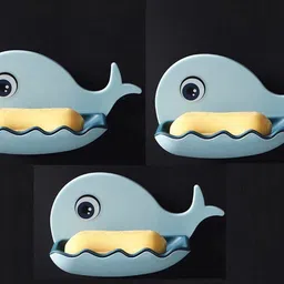 shreejee Beautiful Fish Design Self Adhesive Wall Mounted Self Draining Soap Case x4.575 Plastic Wall Shelf image 2