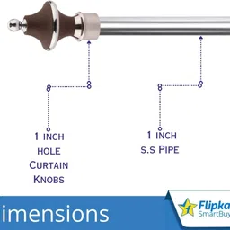 flipkart smartbuy Brown Curtain Knobs, Rod Rail Bracket Metal image 4