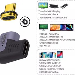 microware 140W Magnetic 90 Degree USB C Adapter Right Angle USB-C Male to Female 40Gbps Connector for MacBook Pro/Air, Tablet, Laptop, Mobile and USB C Devices Laptop Accessory image 5