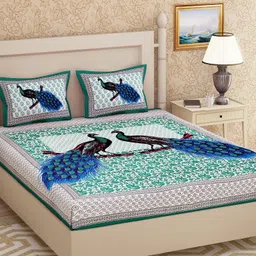 144 TC Cotton Double Jaipuri Prints Flat Bedsheet-image-90