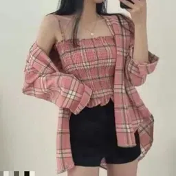 vashenterpris Women Regular Fit Checkered Spread Collar Casual Shirt-picture-24